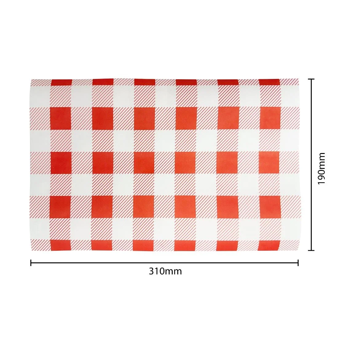 Fiesta Compostable Red Gingham Greaseproof Sheets 310x190mm (200 Pack) - Image 3