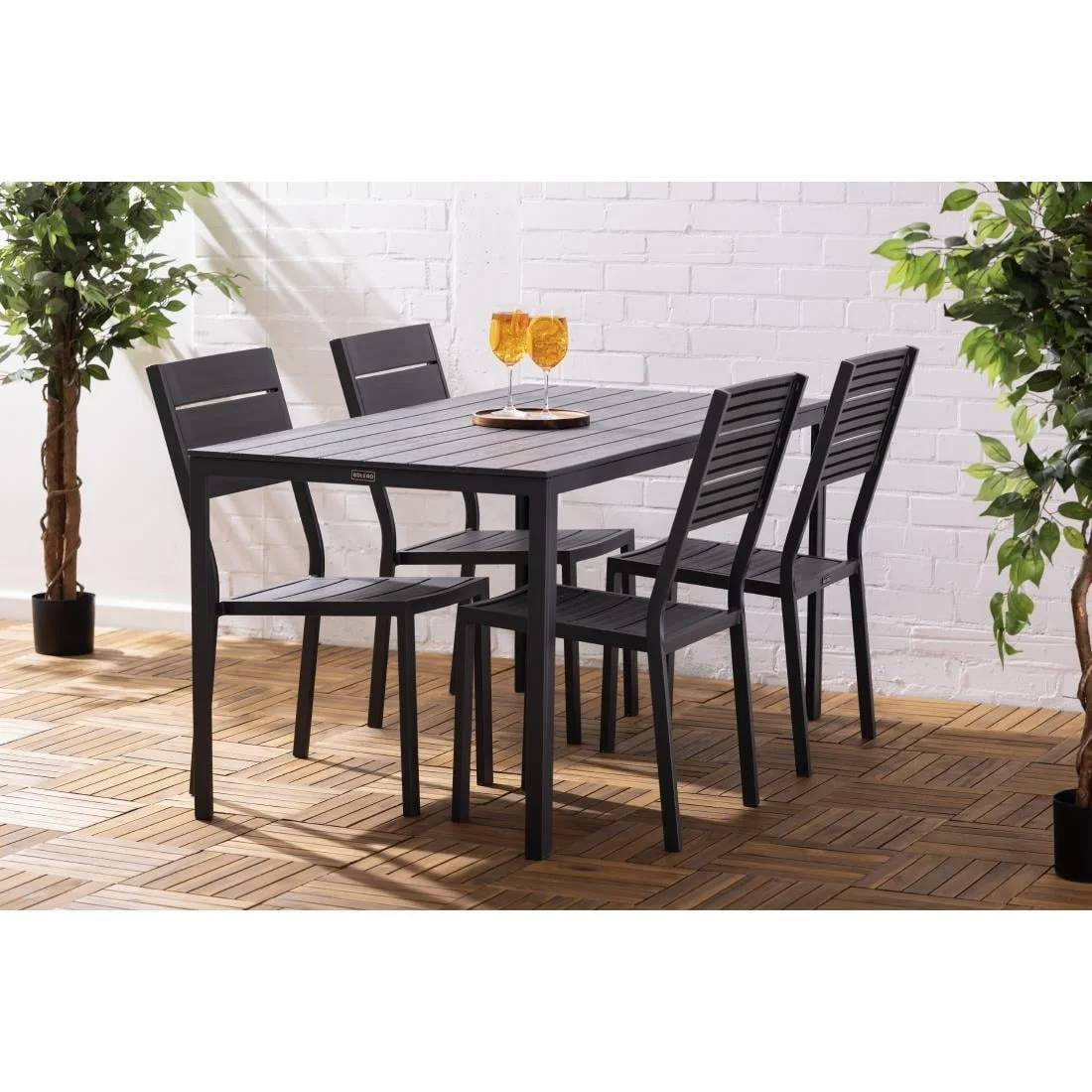 Bolero Valletta Grey Slatted Side Chair (4 Pack) - Image 2