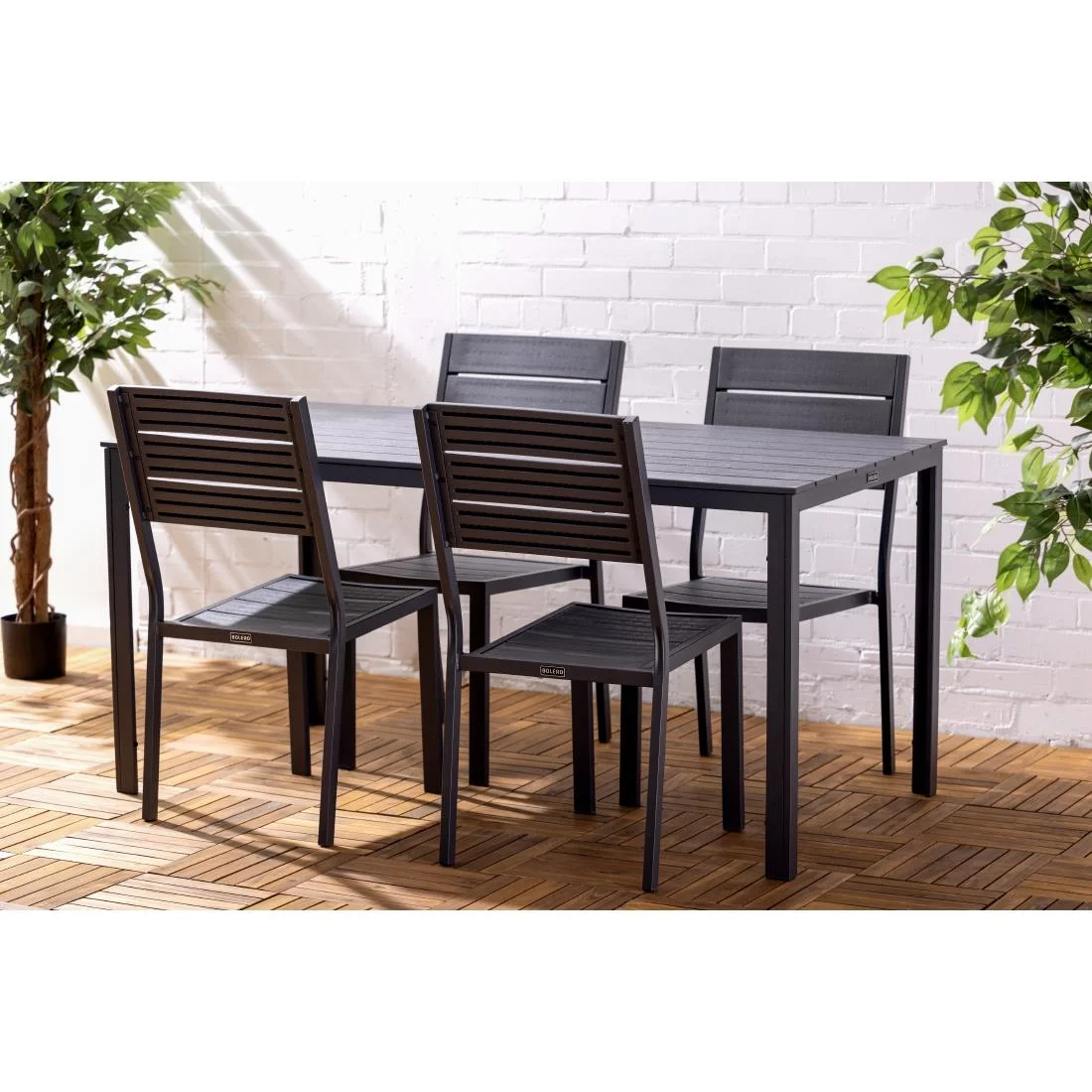 Bolero Valletta Grey Slatted Outdoor Table 1560mm - Image 8