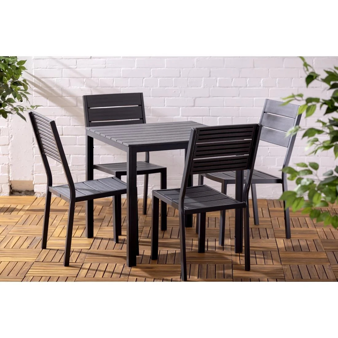 Bolero Valletta Grey Slatted Outdoor Table 780mm - Image 7