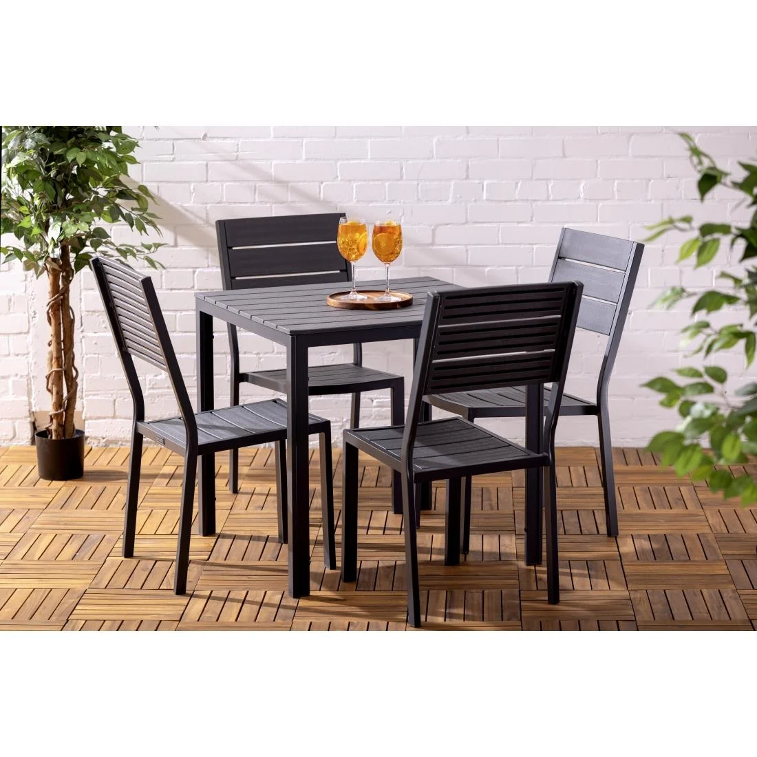 Bolero Valletta Grey Slatted Outdoor Table 780mm - Image 8