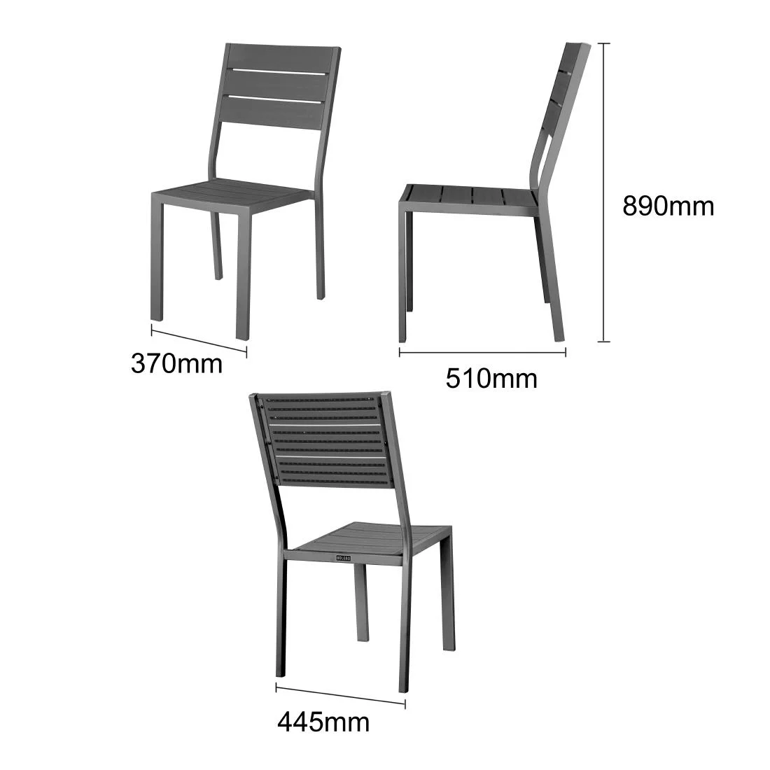 Bolero Valletta Grey Slatted Side Chair (4 Pack) - Image 7