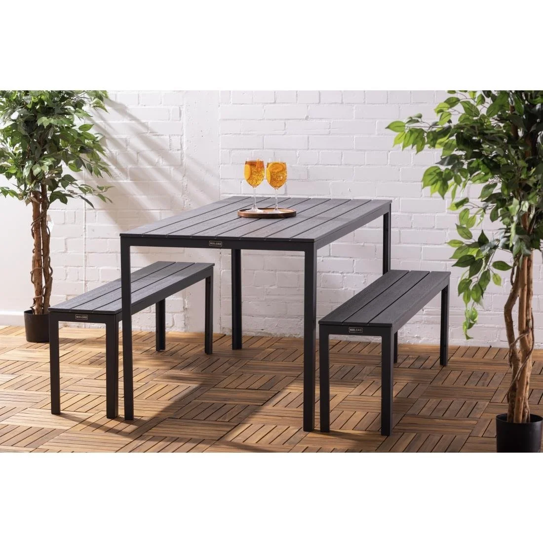 Bolero Valletta Grey Slatted Benches (2 Pack) - Image 3