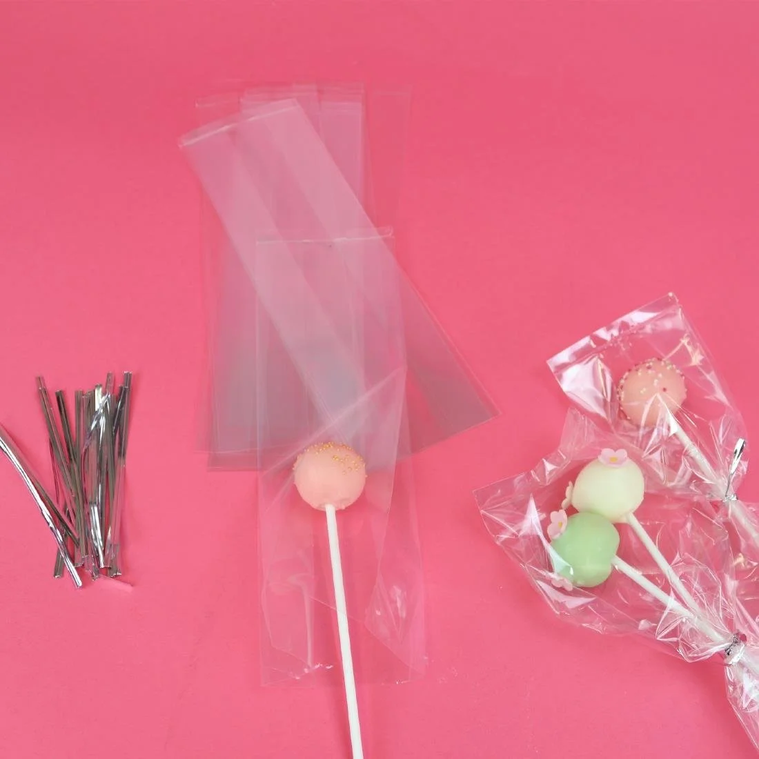 PME Cake Pop Bags with Silver Ties 254x76mm (25 Pack) - Image 4