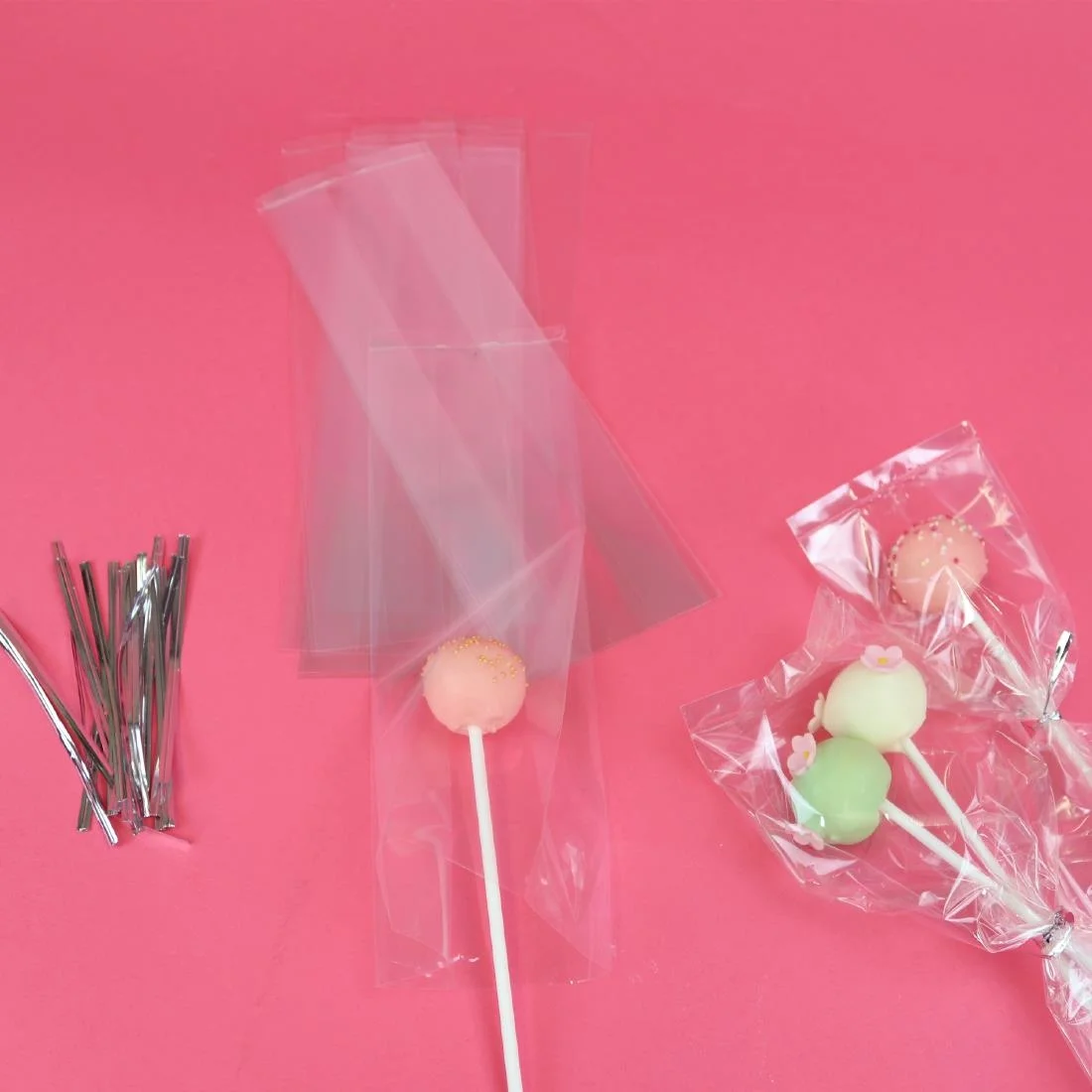 PME Cake Pop Bags with Silver Ties 254x76mm (25 Pack) - Image 4