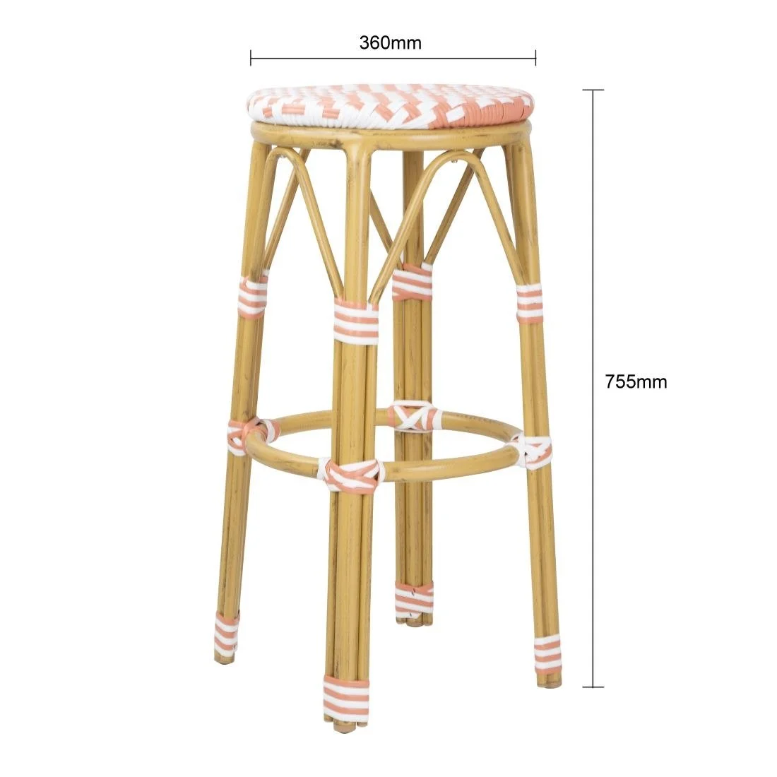 Bolero Parisian Style PE Rattan Bar Stools Coral (2 Pack) - Image 2