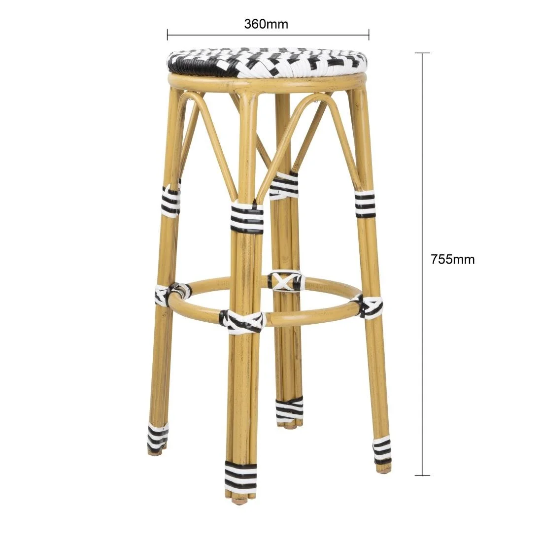 Bolero Parisian Style PE Rattan Bar Stools Black (2 Pack) - Image 2