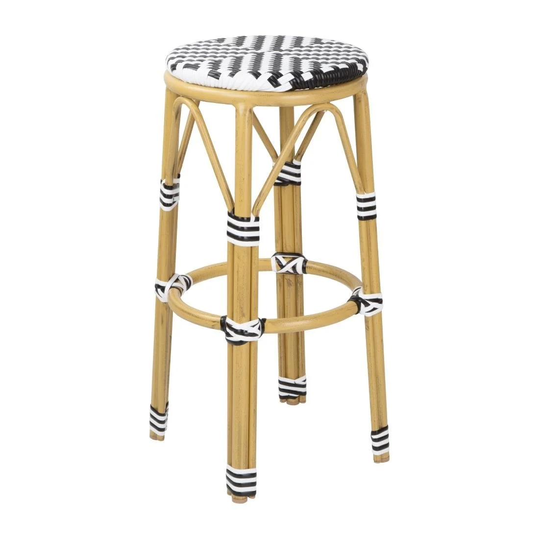 Bolero Parisian Style PE Rattan Bar Stools Black (2 Pack) - Image 1