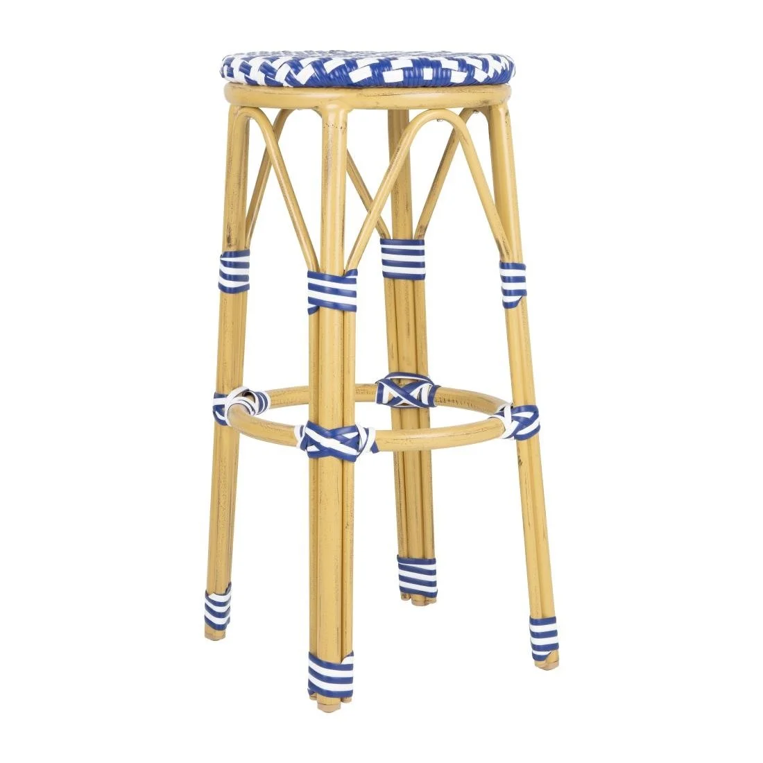 Bolero Parisian Style PE Rattan Bar Stools Blue (2 Pack) - Image 5