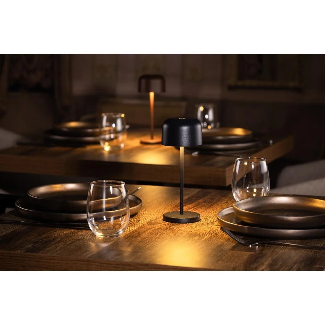 Olympia Siena Table Lamp Round Dome Black 200mm - Image 8