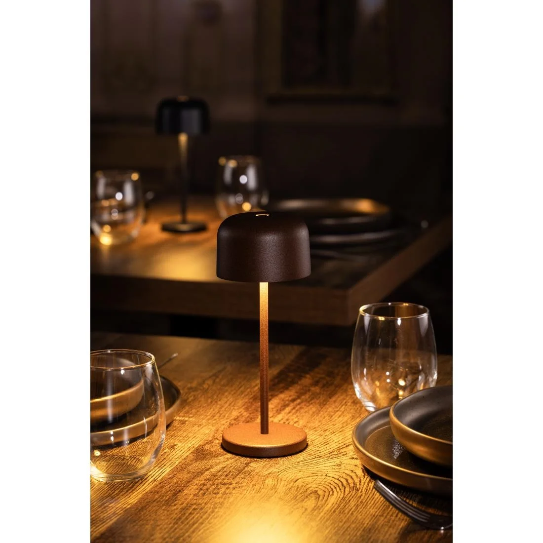 Olympia Siena Table Lamp Round Dome Chestnut 200mm - Image 5