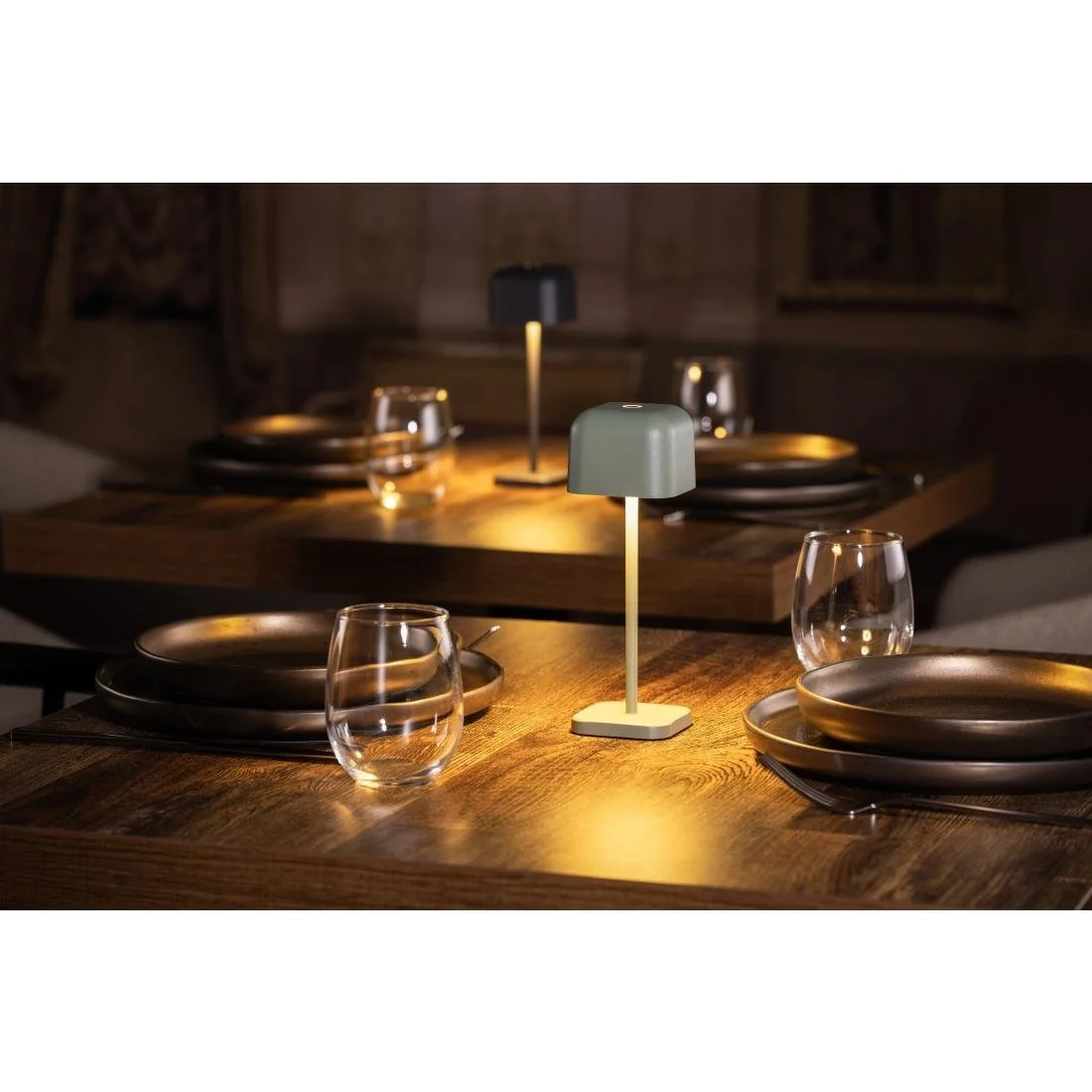 Olympia Lucca Table Lamp Squared Dome Sage 200mm - Image 8