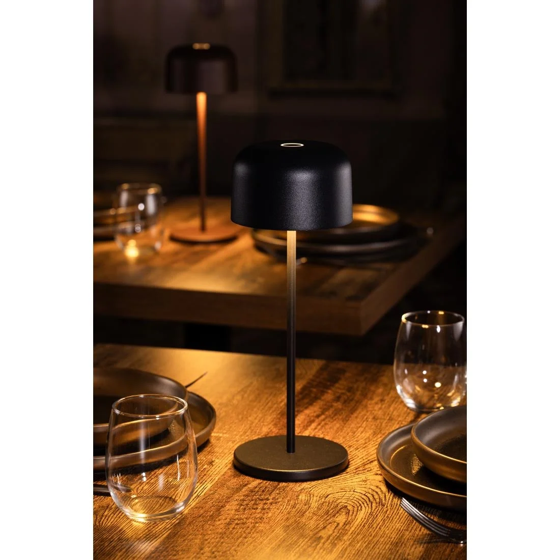 Olympia Siena Table Lamp Round Dome Black 300mm - Image 5