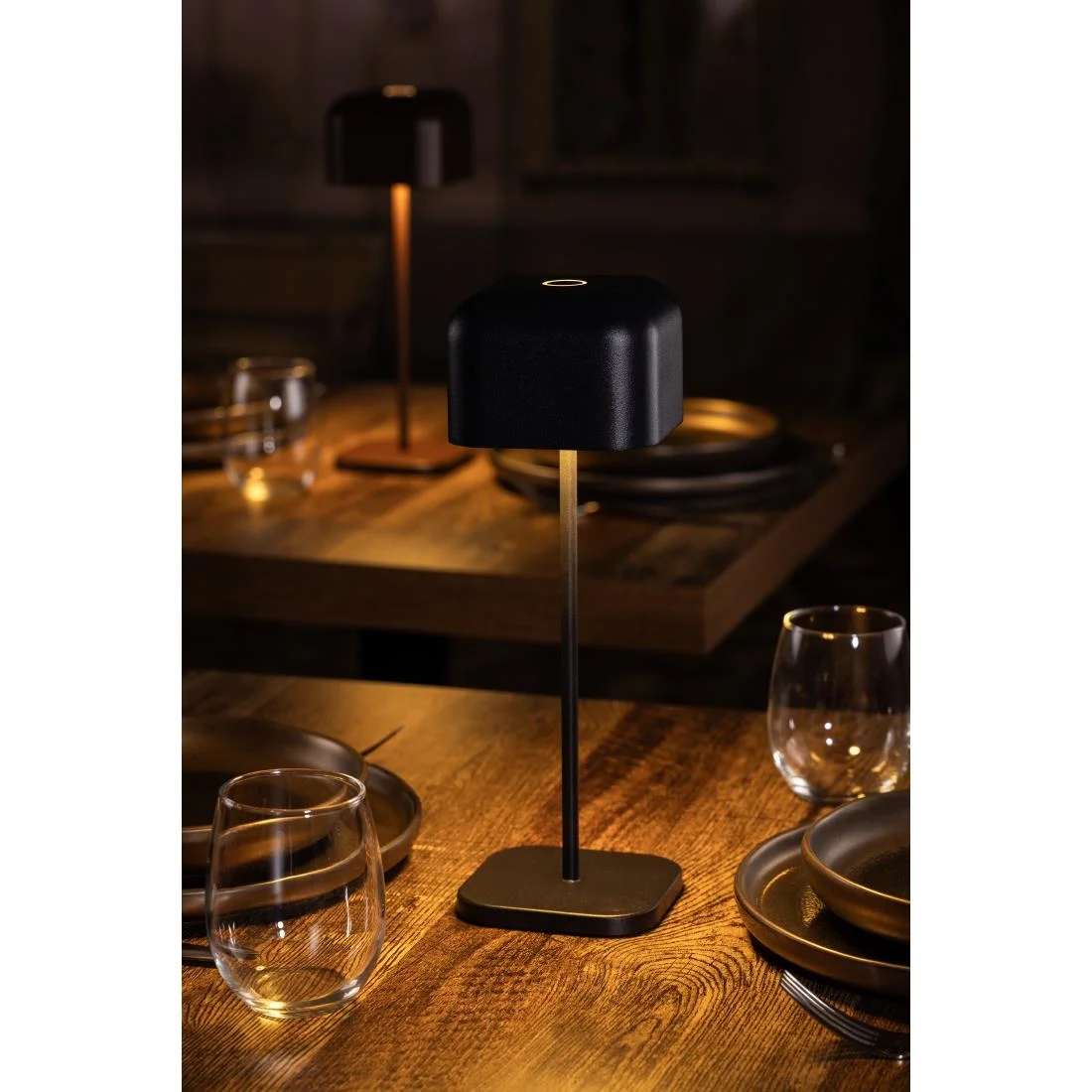 Olympia Lucca Table Lamp Squared Dome Black 300mm - Image 7