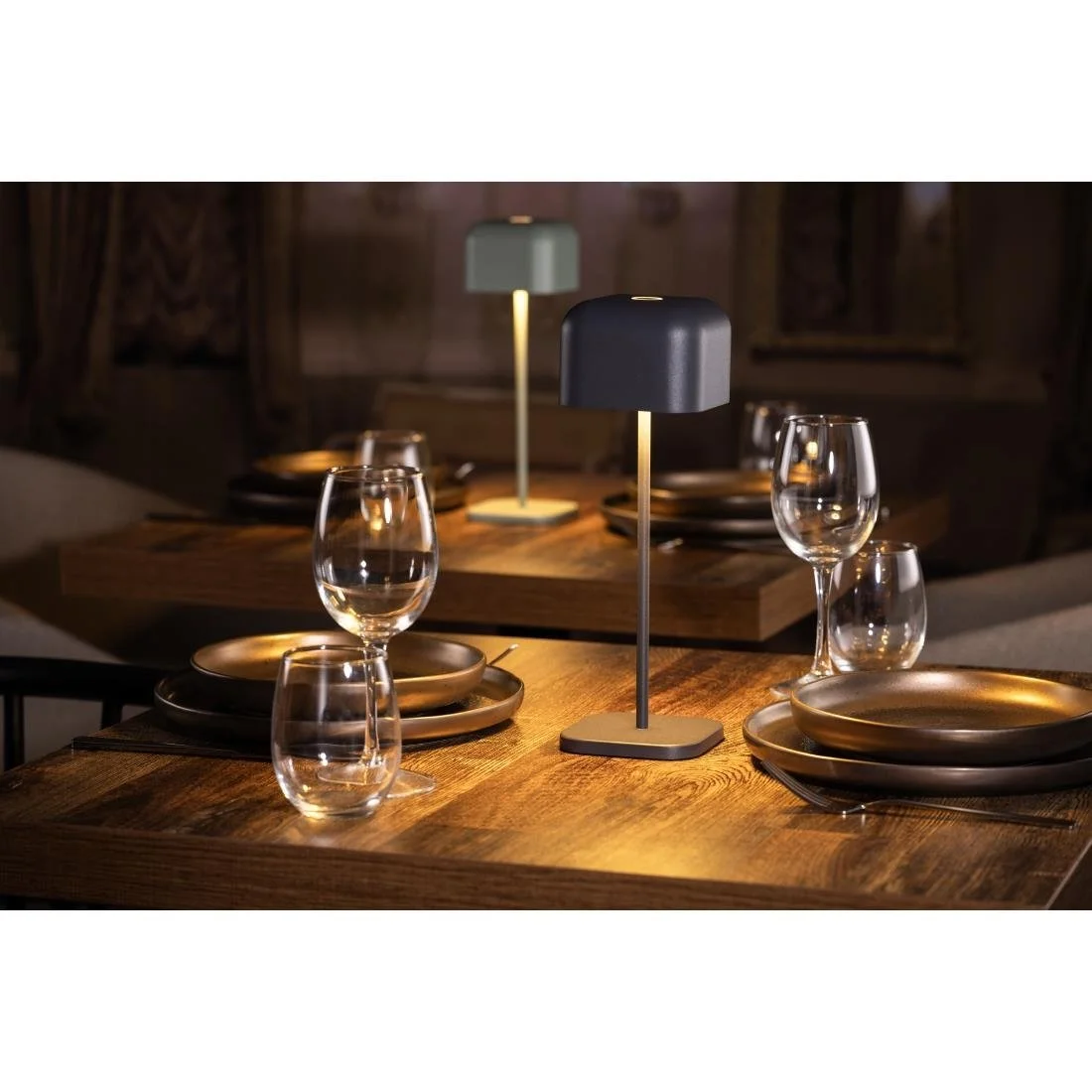 Olympia Lucca Table Lamp Squared Dome Grey 300mm - Image 8