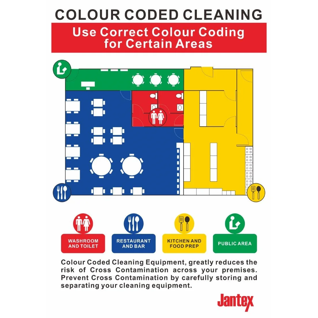 Jantex Colour Coded Cleaning Sign (UK)