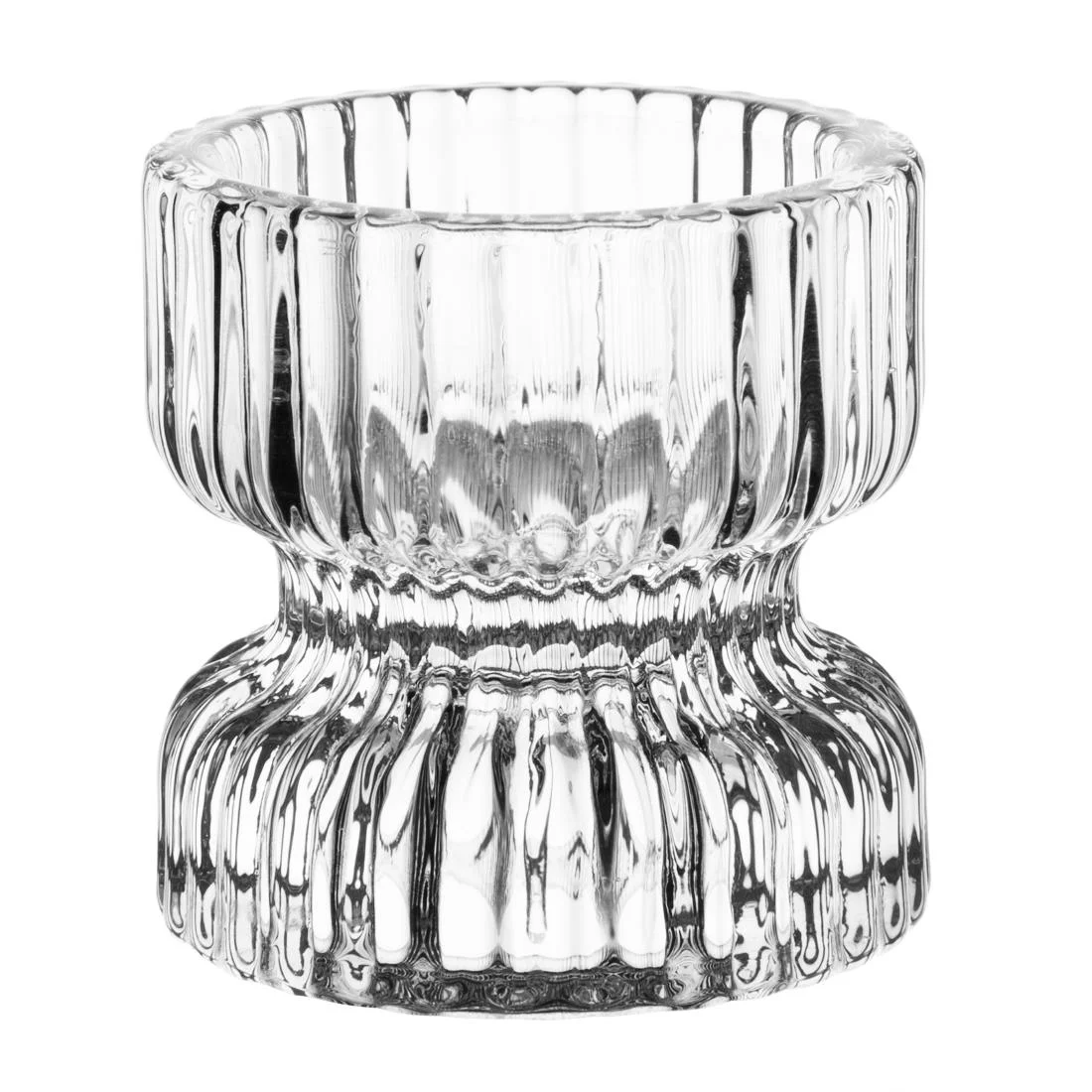 Olympia Ridged Glasses Tealight/Candles Holders 52x52mm (6 Pack)