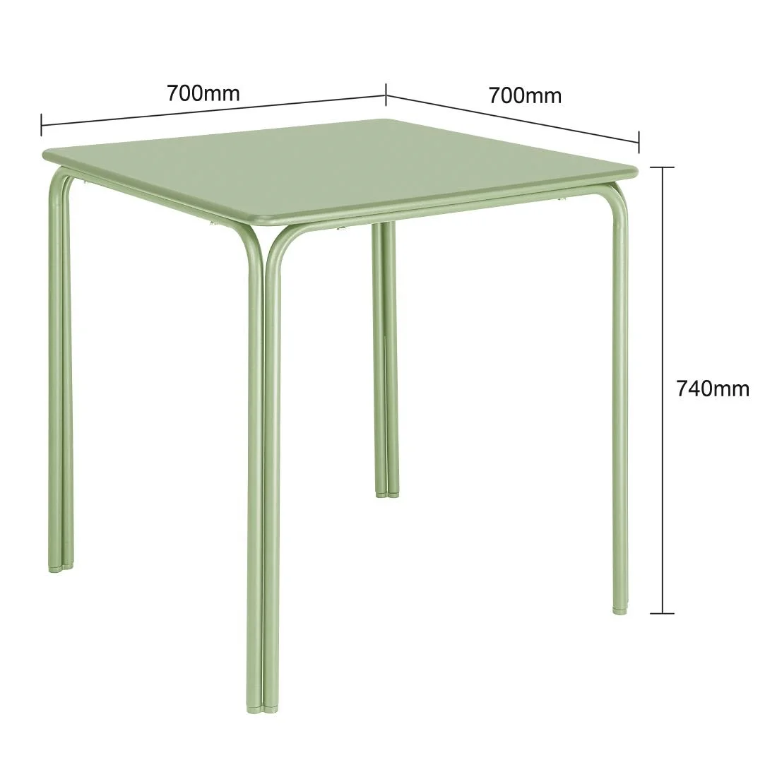 Bolero Adeline Steel Square Table 700mm Light Green - Image 4