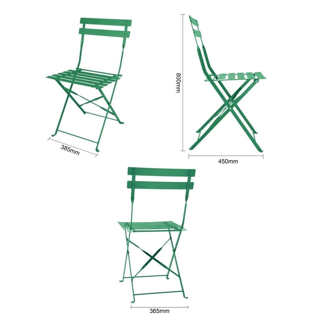 Bolero Perth Forest Green Pavement Style Steel Folding Chairs (2 Pack) - Image 5