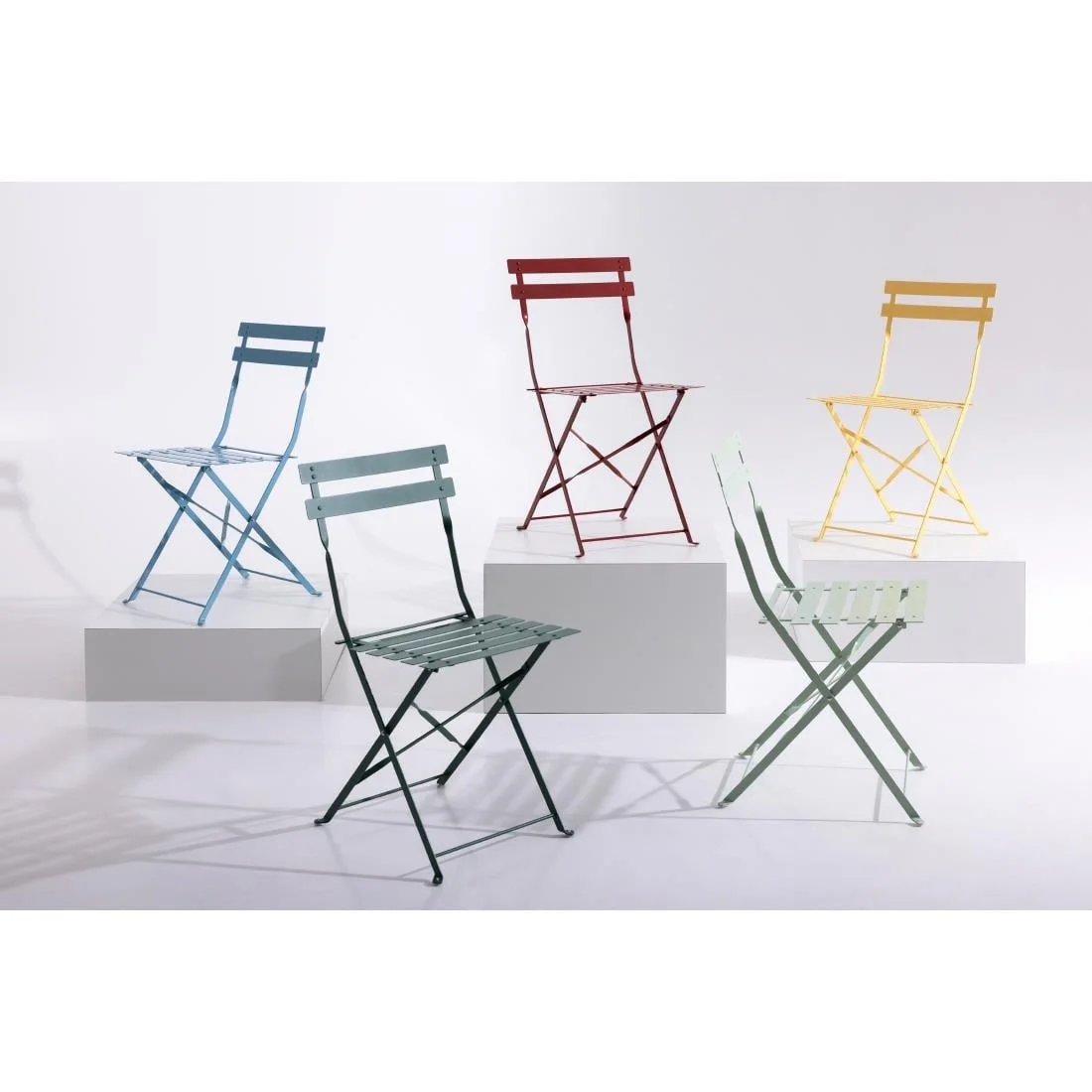 Bolero Perth Red Pavement Style Steel Folding Chairs (Pack 2) - Image 9
