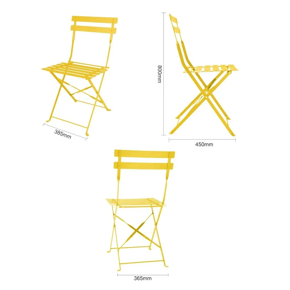 Bolero Perth Mellow Yellow Pavement Style Steel Folding Chairs (2 Pack) - Image 7