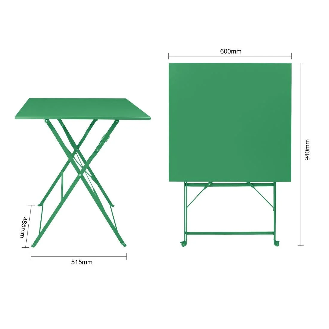 Bolero Perth Forest Green Pavement Style Steel Table Square 600mm - Image 7