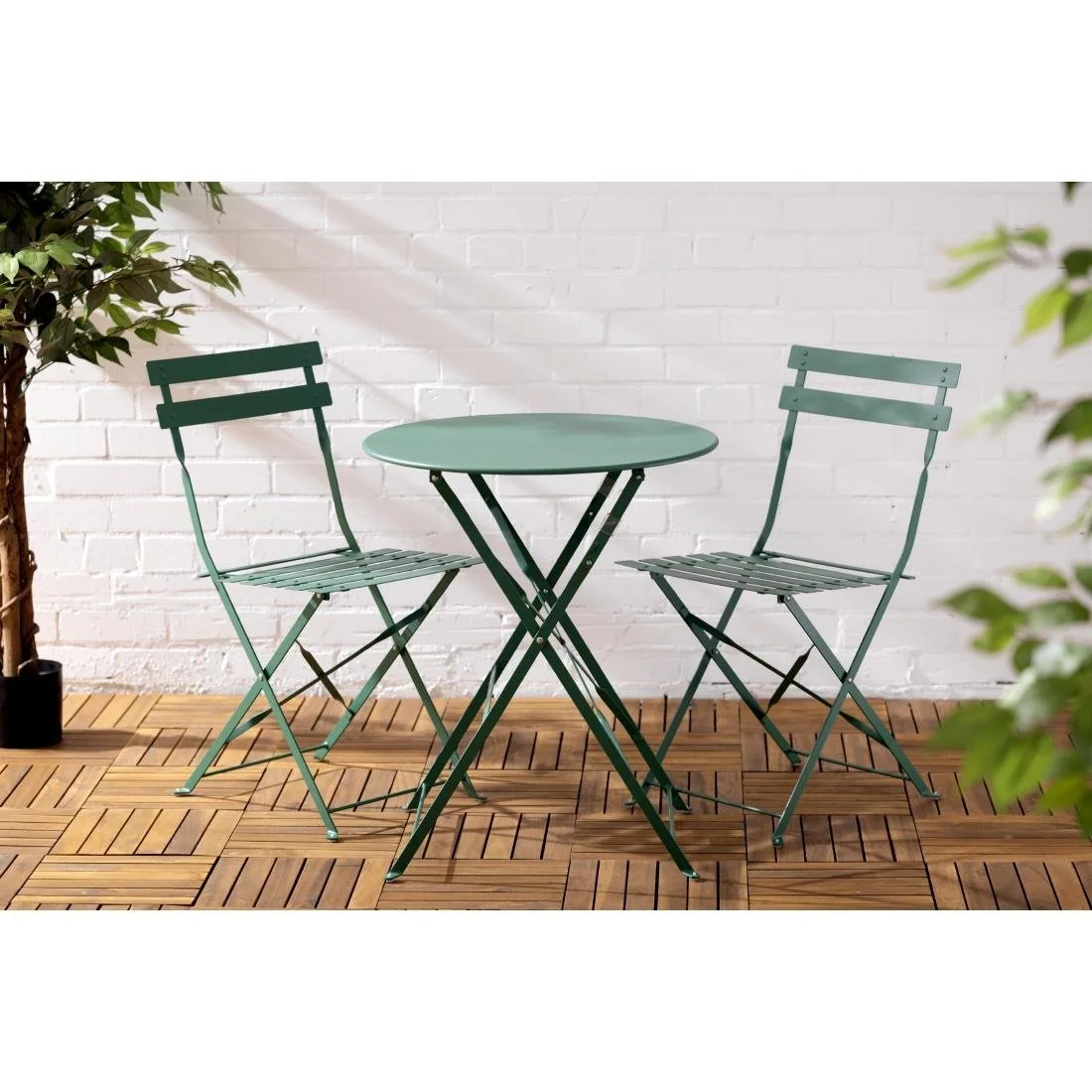 Bolero Perth Forest Green Pavement Style Steel Table Round 600mm - Image 2