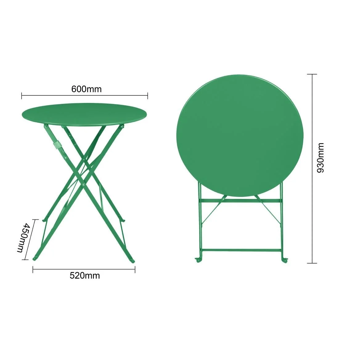 Bolero Perth Forest Green Pavement Style Steel Table Round 600mm - Image 7