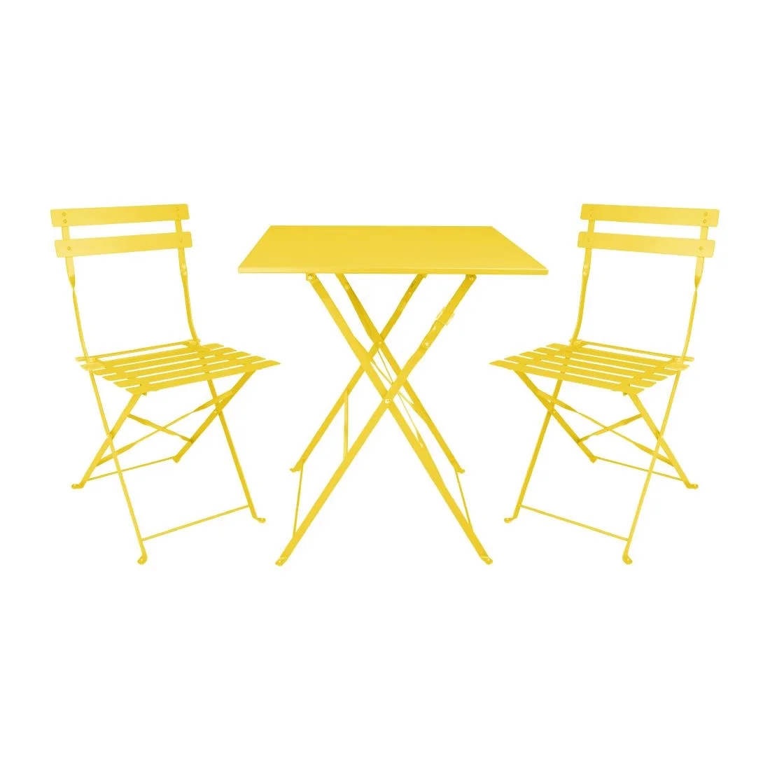 Bolero Perth Mellow Yellow Pavement Style Steel Table Square 600mm - Image 7