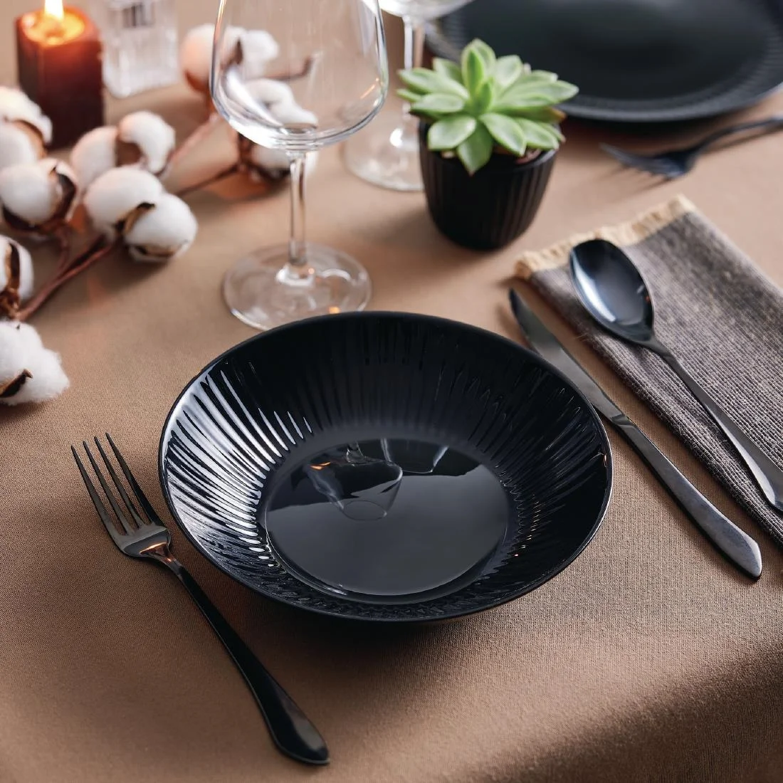 Luminarc Cottage Black Rimless Pasta/Soup Bowls 220mm (24 Pack) - Image 4