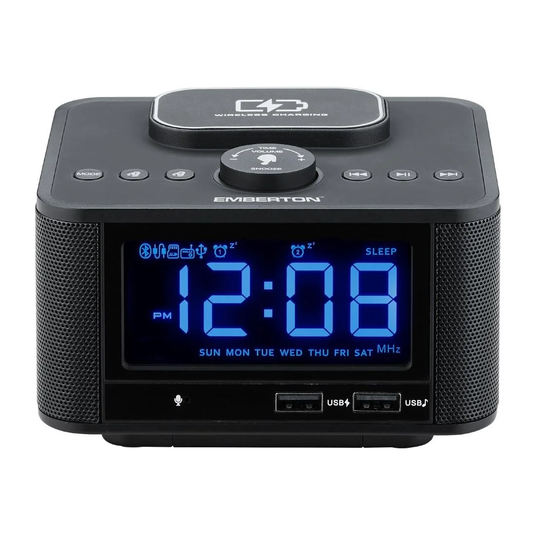 Emberton Bodmin Multi-Function Alarm Clock with Wireless Charging & Speaker - Image 2