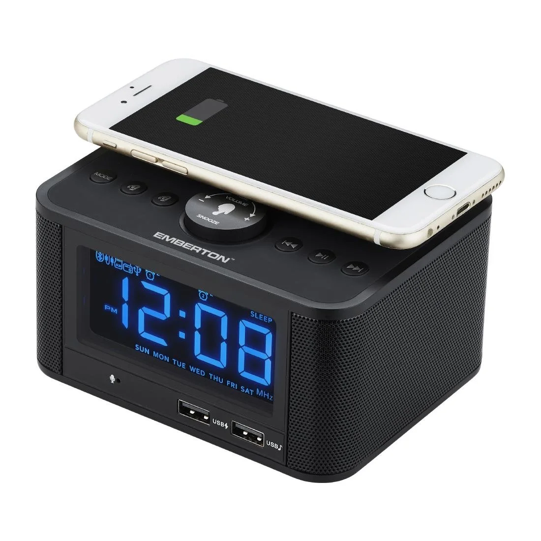 Emberton Bodmin Multi-Function Alarm Clock with Wireless Charging & Speaker - Image 3