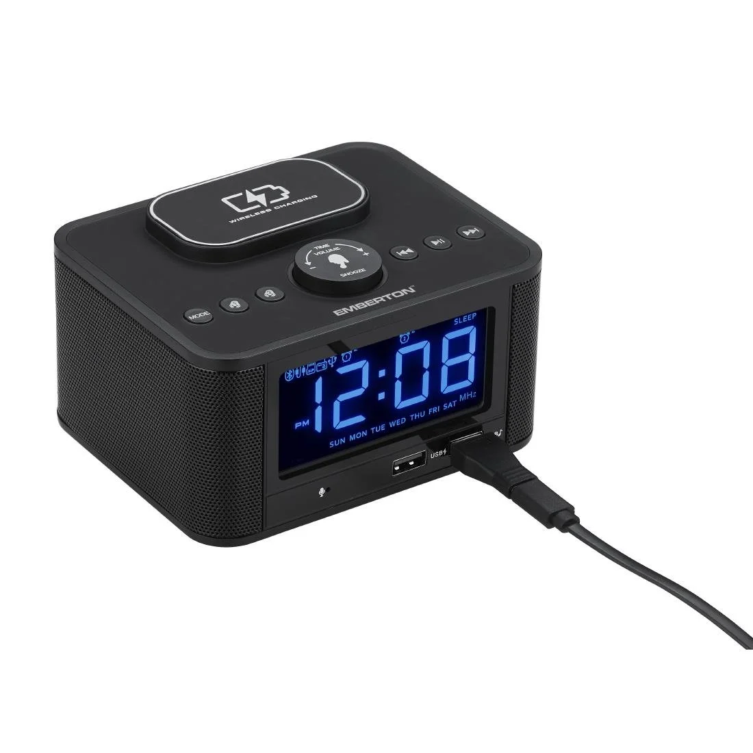 Emberton Bodmin Multi-Function Alarm Clock with Wireless Charging & Speaker - Image 4