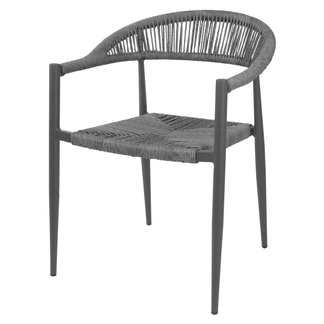 Bolero Eden PE Twist Rattan Outdoor Arm Chairs Charcoal (4 Pack)