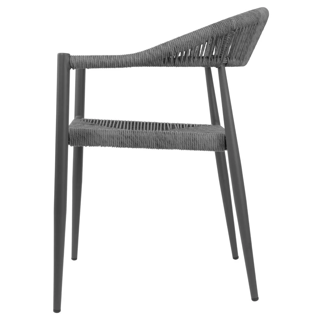 Bolero Eden PE Twist Rattan Outdoor Arm Chairs Charcoal (4 Pack) - Image 2