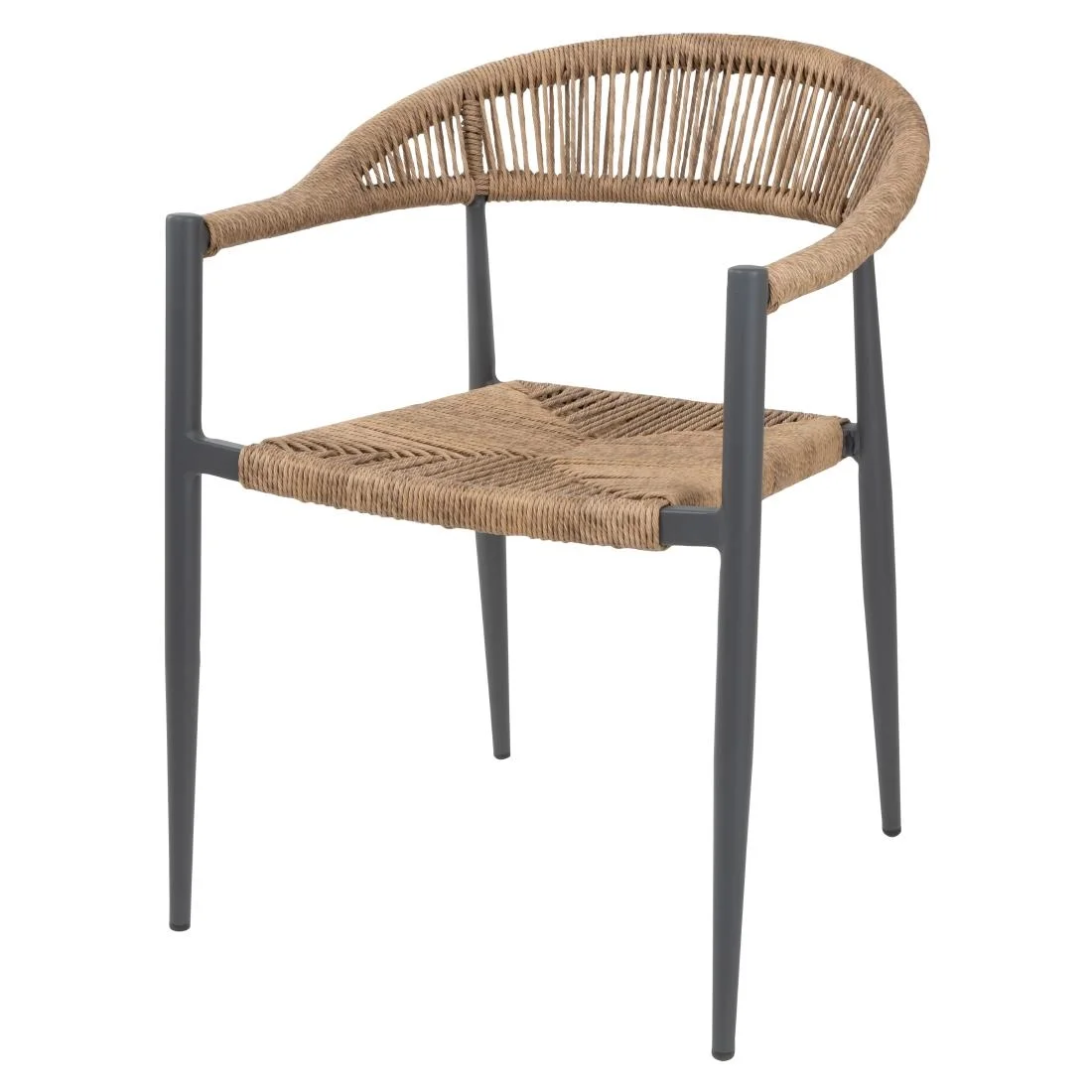 Bolero Eden PE Twist Rattan Outdoor Arm Chair Natural (4 Pack)