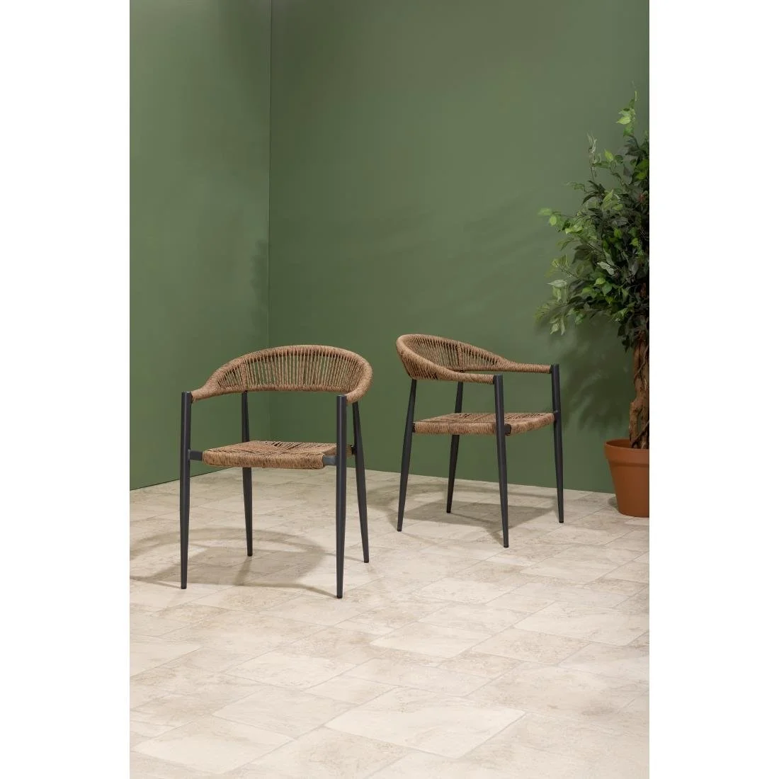 Bolero Eden PE Twist Rattan Outdoor Arm Chair Natural (4 Pack) - Image 9