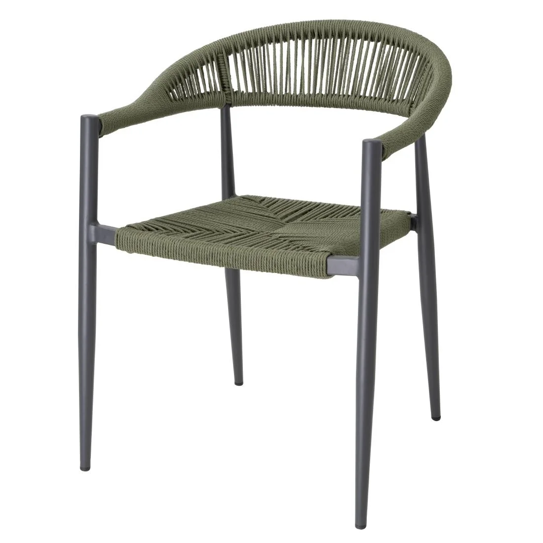 Bolero Eden PE Twist Rattan Outdoor Arm Chair Green (4 Pack)