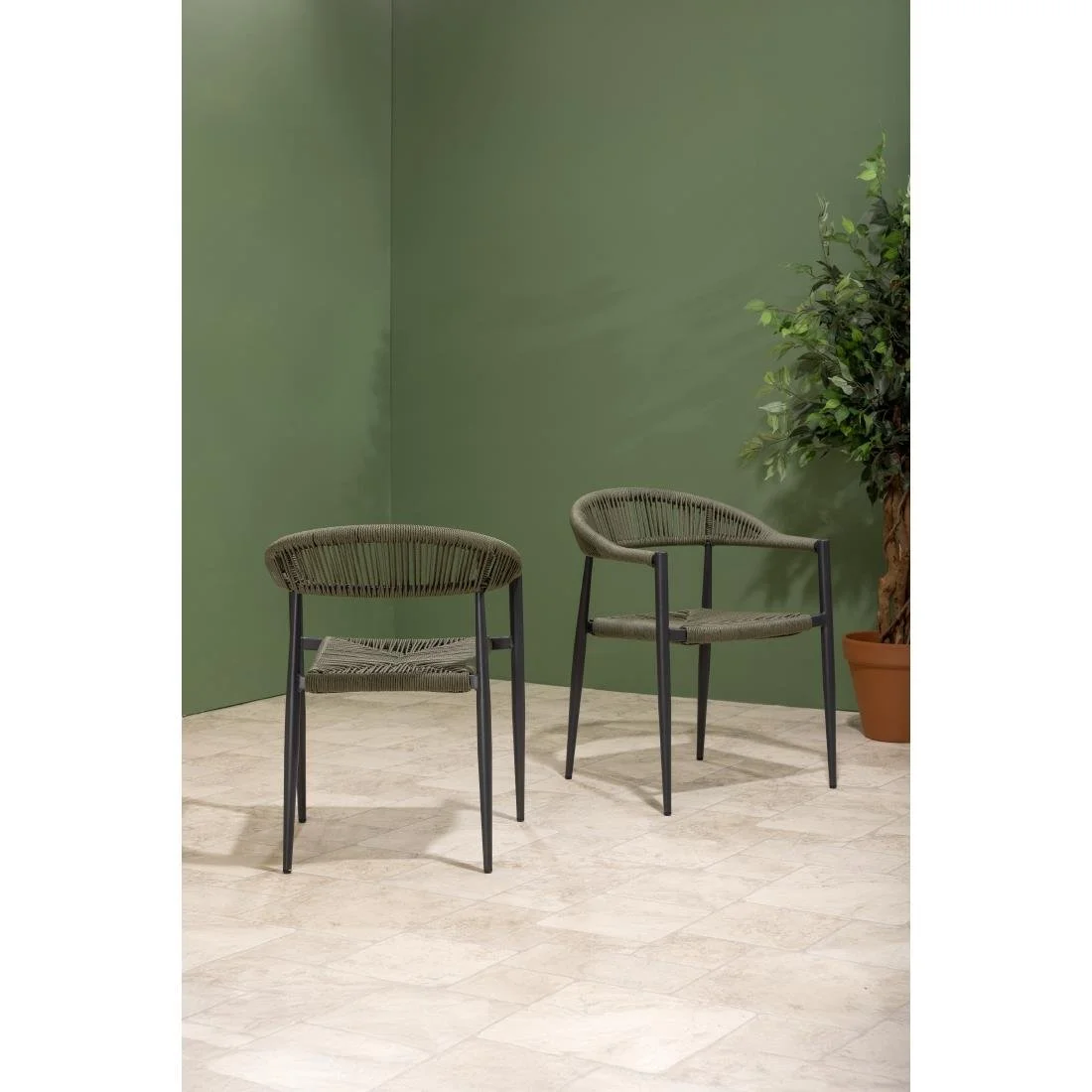 Bolero Eden PE Twist Rattan Outdoor Arm Chair Green (4 Pack) - Image 5