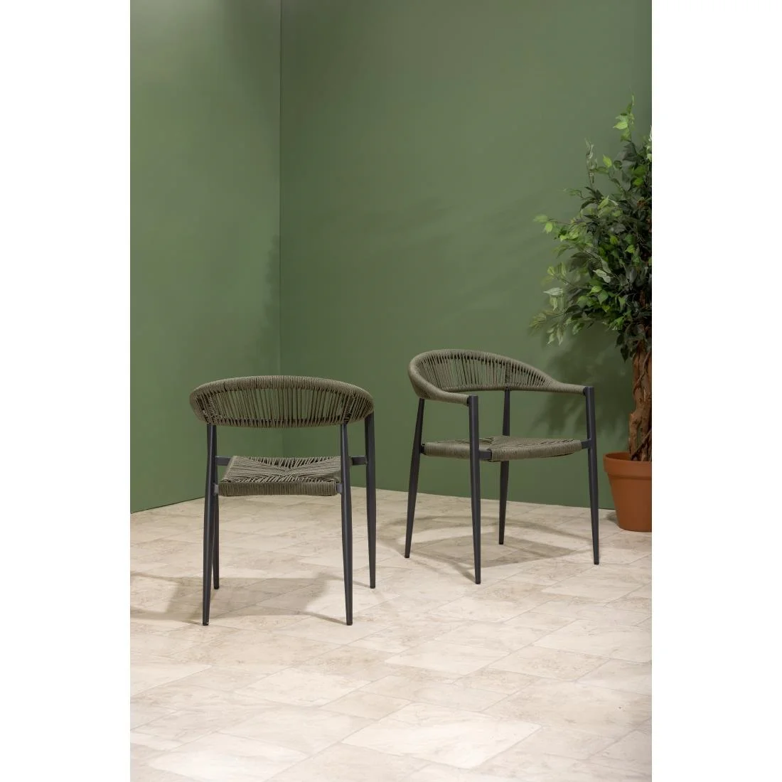 Bolero Eden PE Twist Rattan Outdoor Arm Chair Green (4 Pack) - Image 5