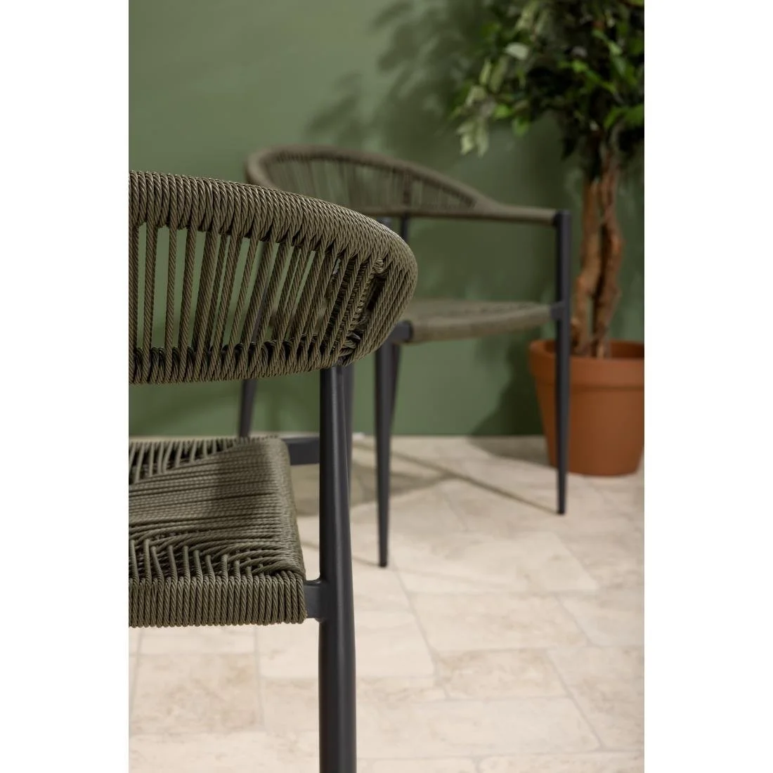 Bolero Eden PE Twist Rattan Outdoor Arm Chair Green (4 Pack) - Image 6