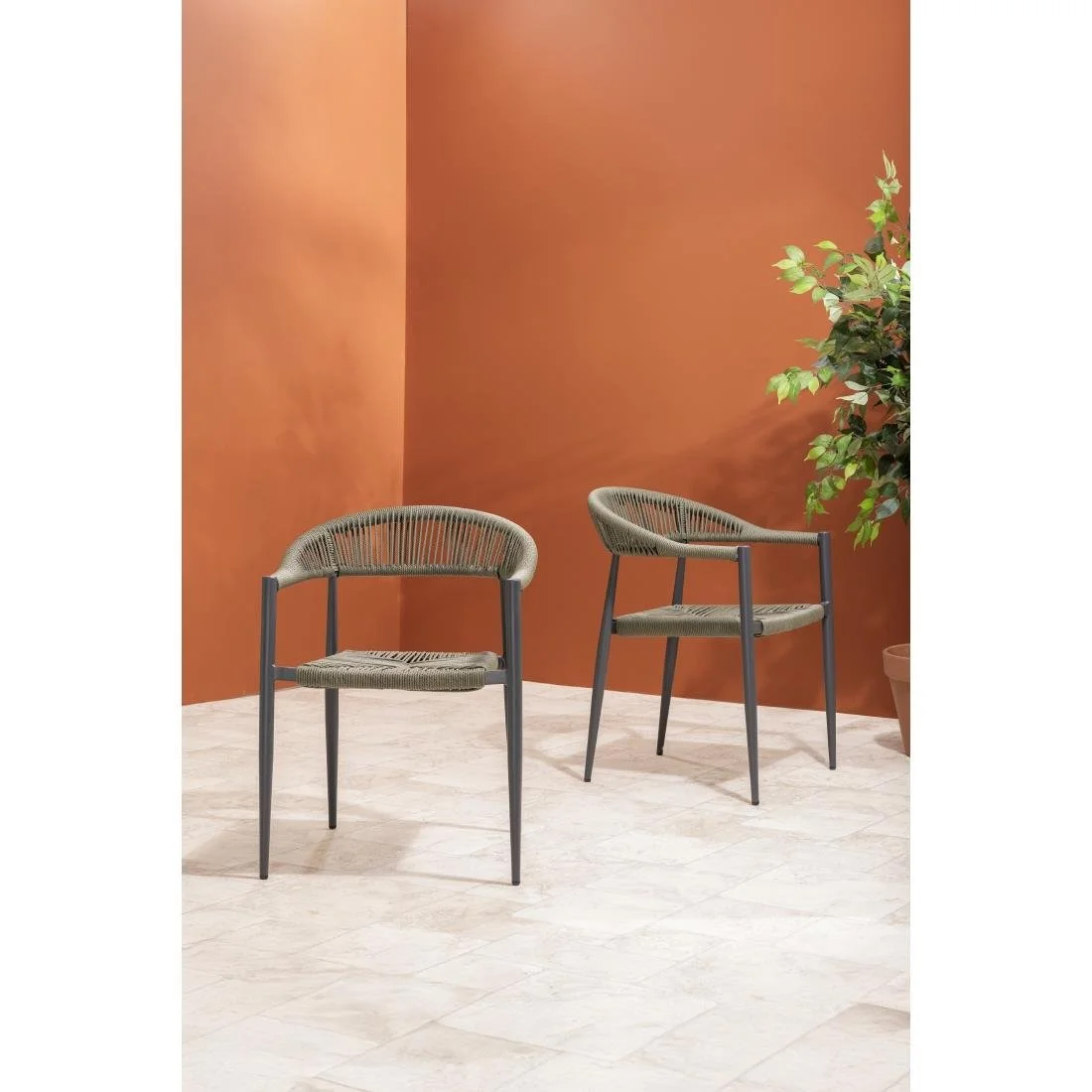 Bolero Eden PE Twist Rattan Outdoor Arm Chair Green (4 Pack) - Image 7