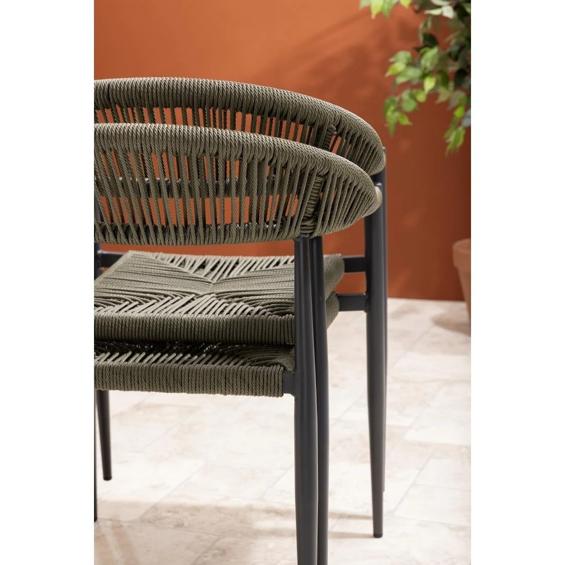 Bolero Eden PE Twist Rattan Outdoor Arm Chair Green (4 Pack) - Image 9