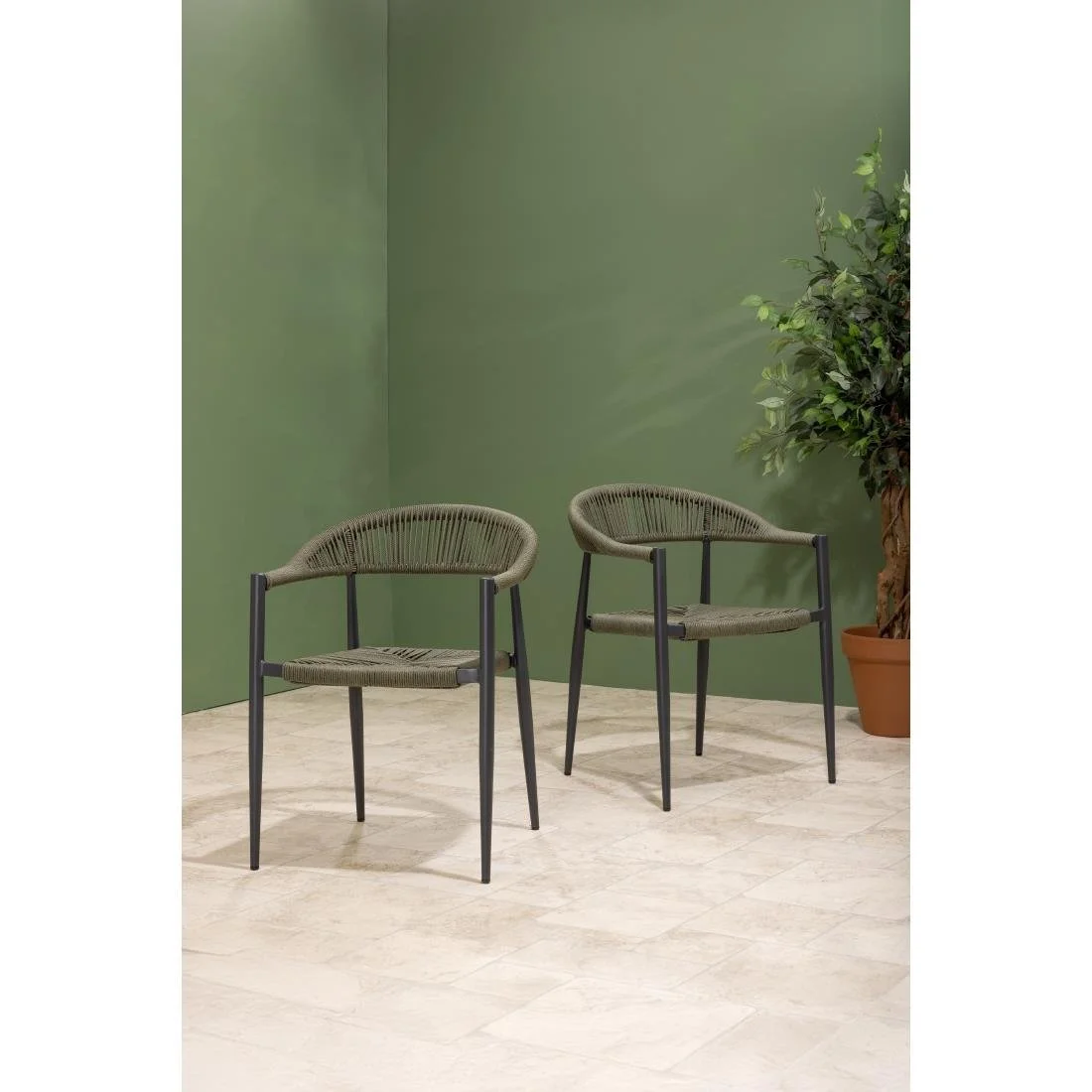 Bolero Eden PE Twist Rattan Outdoor Arm Chair Green (4 Pack) - Image 10