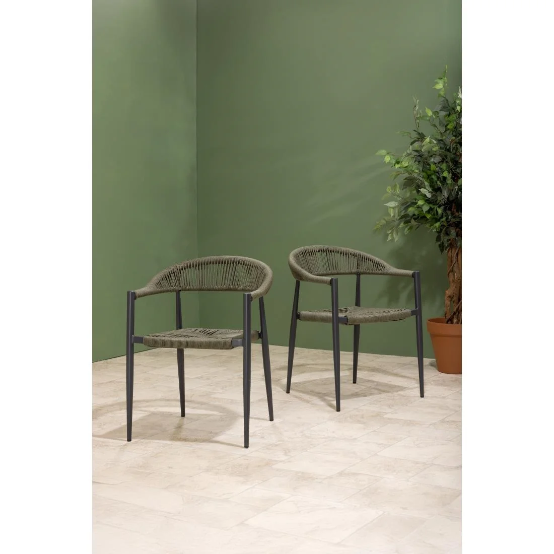 Bolero Eden PE Twist Rattan Outdoor Arm Chair Green (4 Pack) - Image 10
