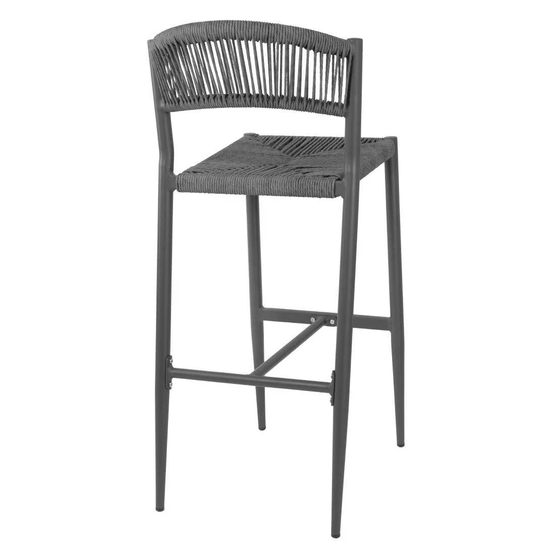 Bolero Eden PE Twist Rattan Outdoor Bar Stool Charcoal (2 Pack) - Image 3