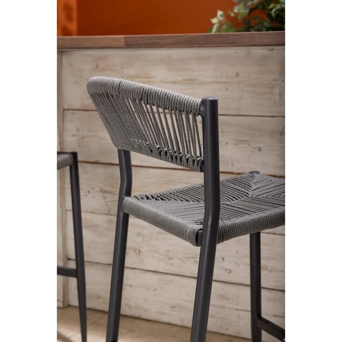 Bolero Eden PE Twist Rattan Outdoor Bar Stool Charcoal (2 Pack) - Image 8