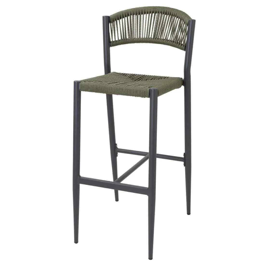 Bolero Eden PE Twist Rattan Outdoor Bar Stool Green (2 Pack) - Image 1