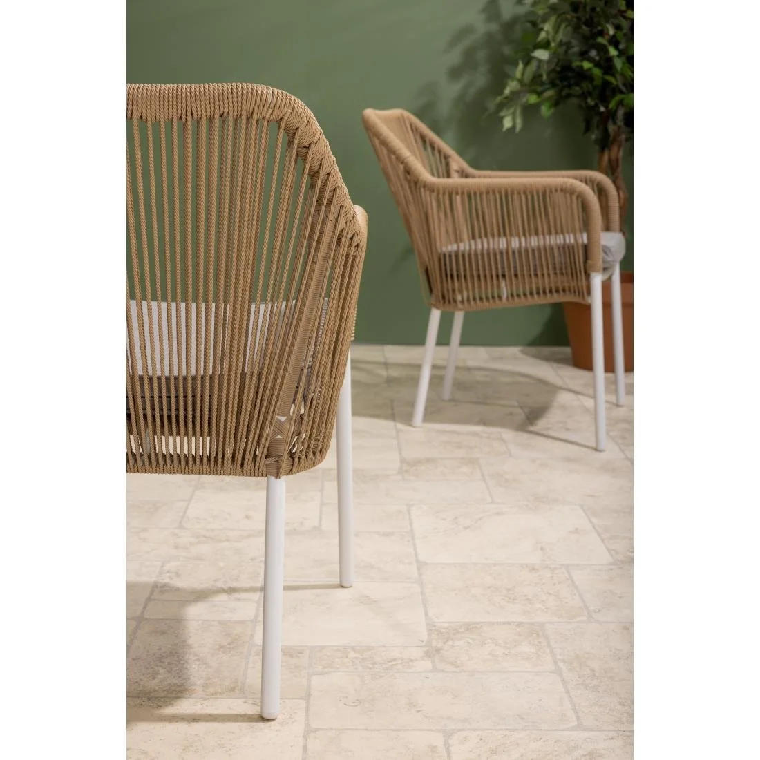 Bolero Bay PE Twist Rattan Outdoor Armchair Honey (2 Pack) - Image 6