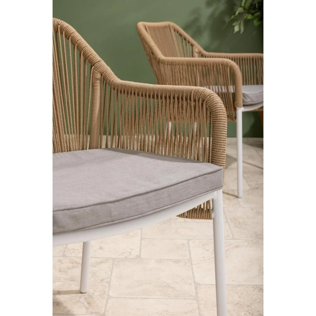 Bolero Bay PE Twist Rattan Outdoor Armchair Honey (2 Pack) - Image 7